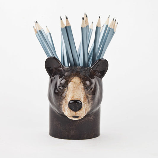 Pot à crayons tête d’ours noir