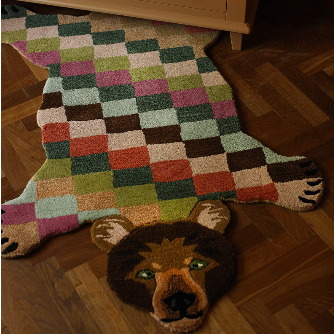 Archie Check Bear Rug Small