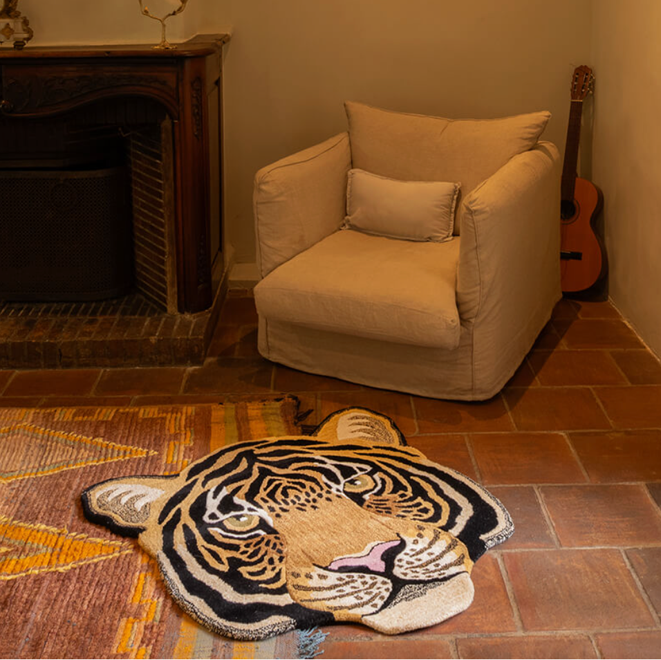 Rajah Tiger Head Rug Large