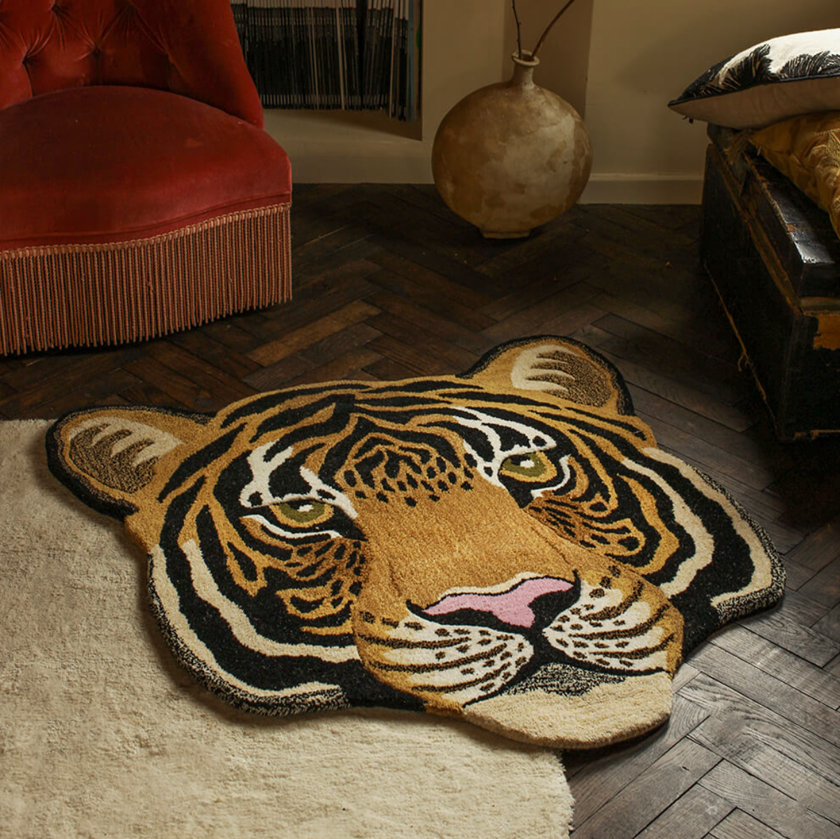 Rajah Tiger Head Rug Large