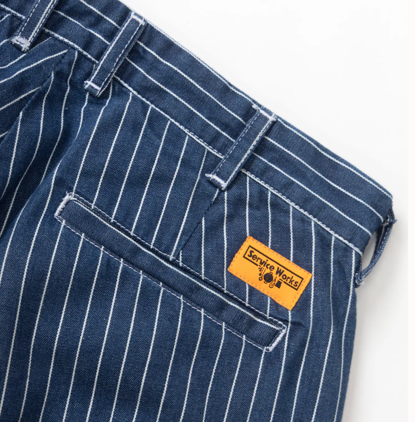 PINSTRIPE DENIM PART SHORTS