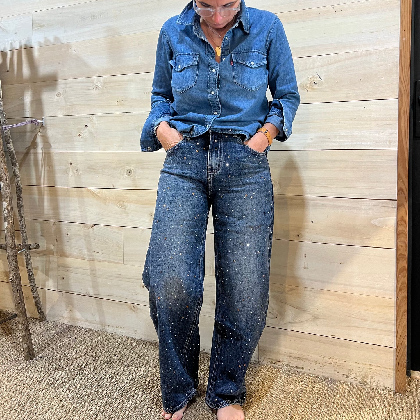 Denim bleu qui brille