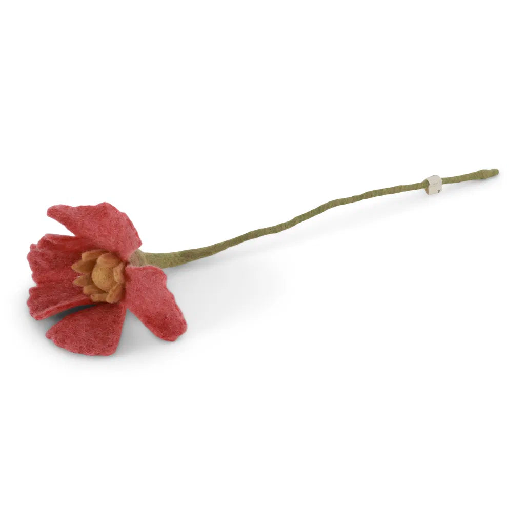 Coquelicot en laine feutrée FRAMBOISE