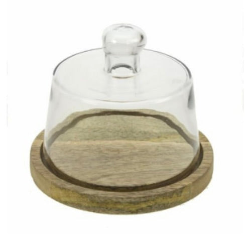 cloche ronde avec base en bois