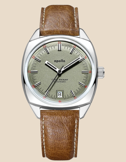 Montre Apollo khaki sand leather brown