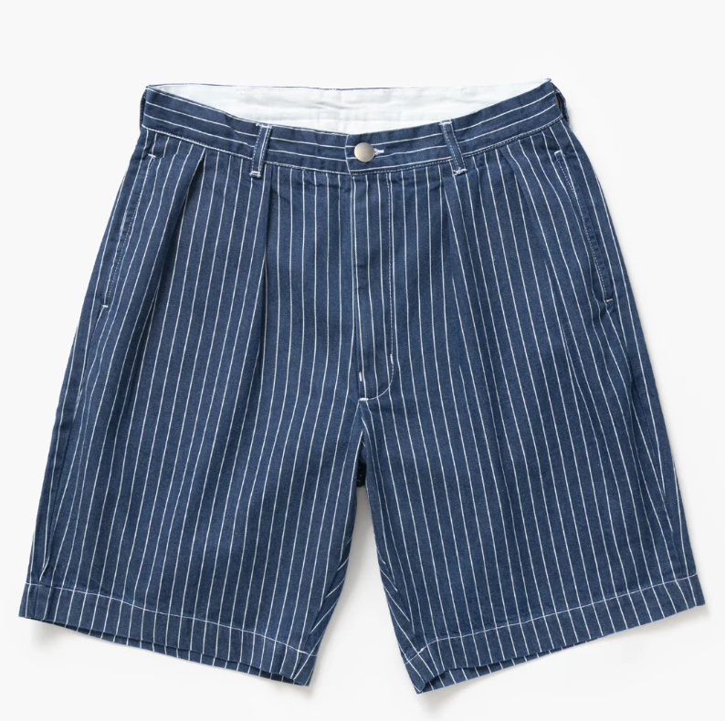 PINSTRIPE DENIM PART SHORTS