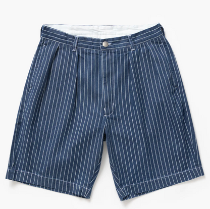 PINSTRIPE DENIM PART SHORTS