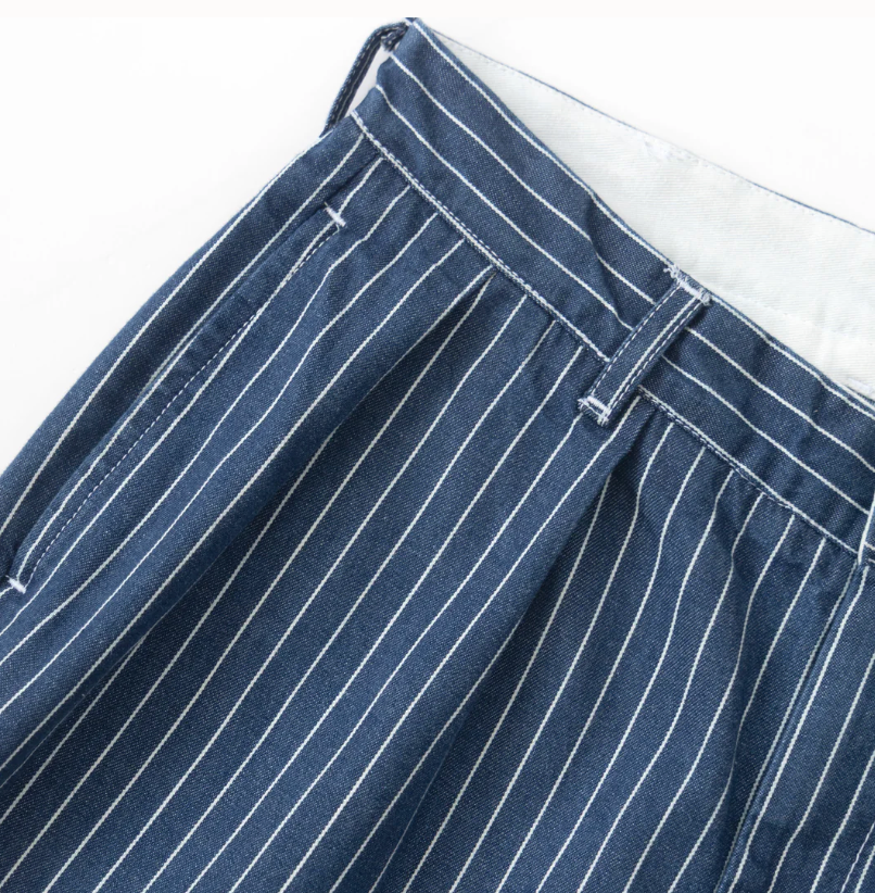 PINSTRIPE DENIM PART SHORTS