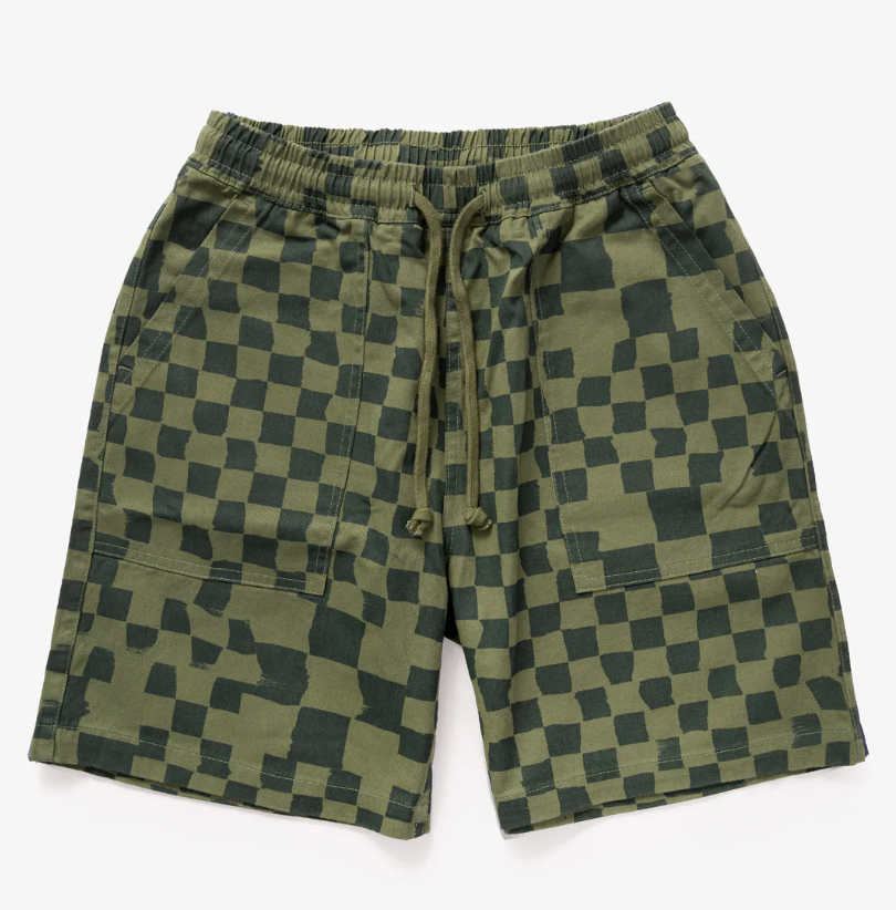 PRINTED CHEF SHORT Olive checker