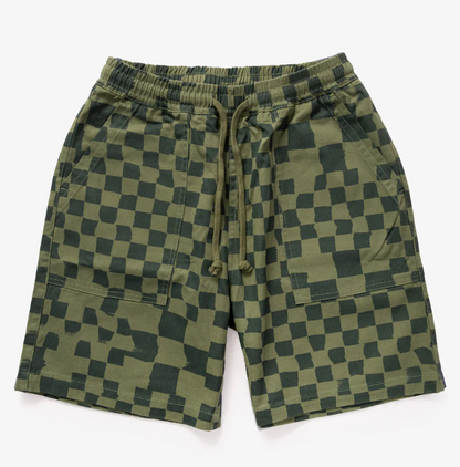 PRINTED CHEF SHORT Olive checker
