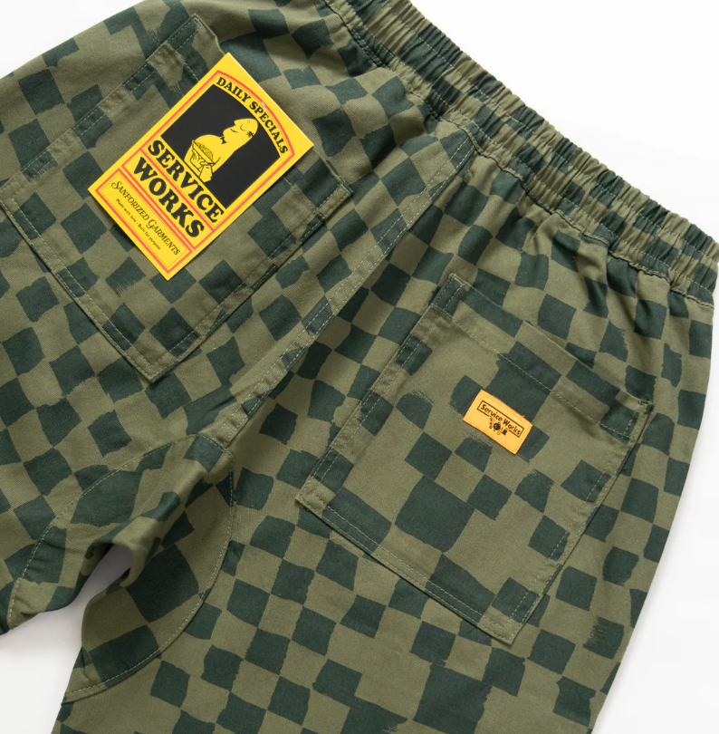 PRINTED CHEF SHORT Olive checker