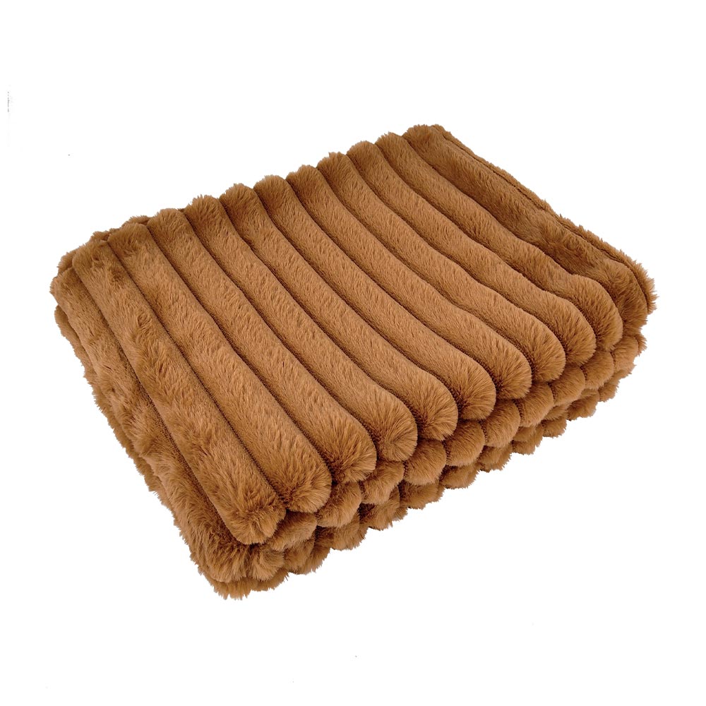 Plaid beige à grosses côtes Cognac