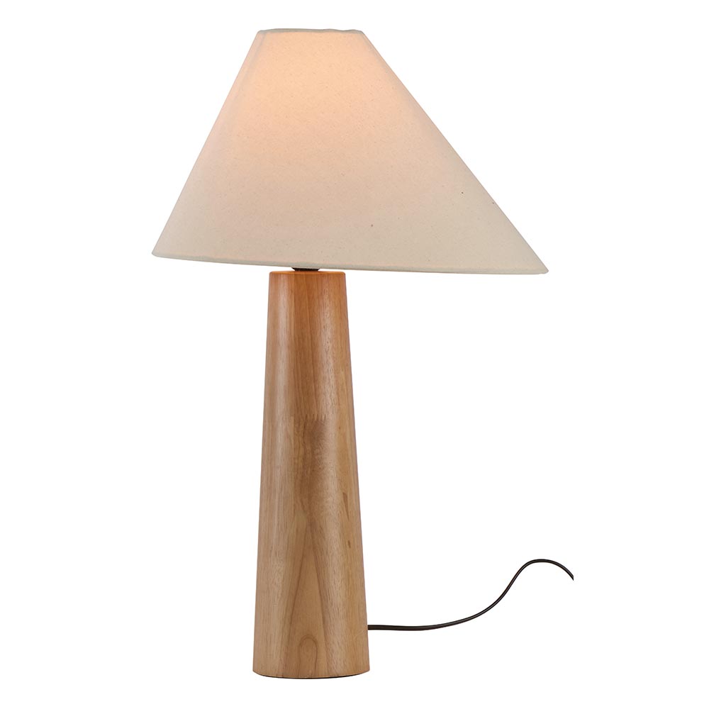 Lampe base en hévéa miel avec abat-jour