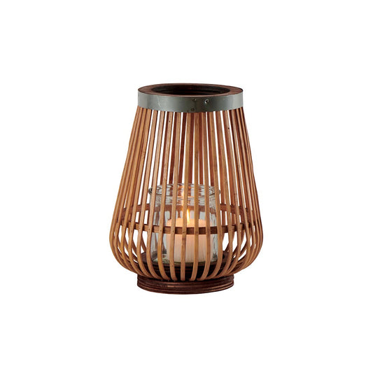 Lanterne en rotin ajouré avec verre intérieur
