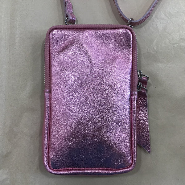 Pochette à portable en cuir à paillette