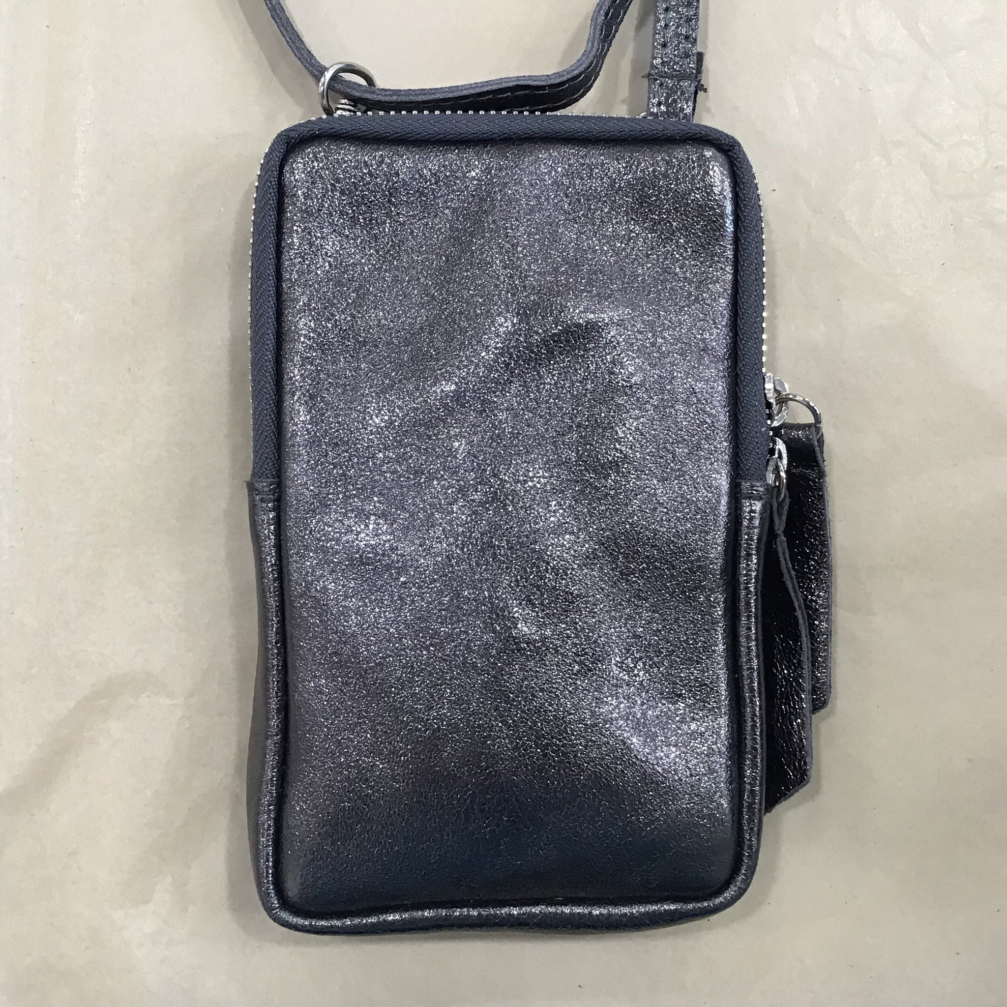 Pochette à portable en cuir à paillette