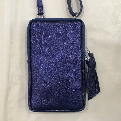 Pochette à portable en cuir à paillette