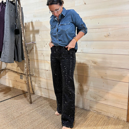Denim noir qui brille