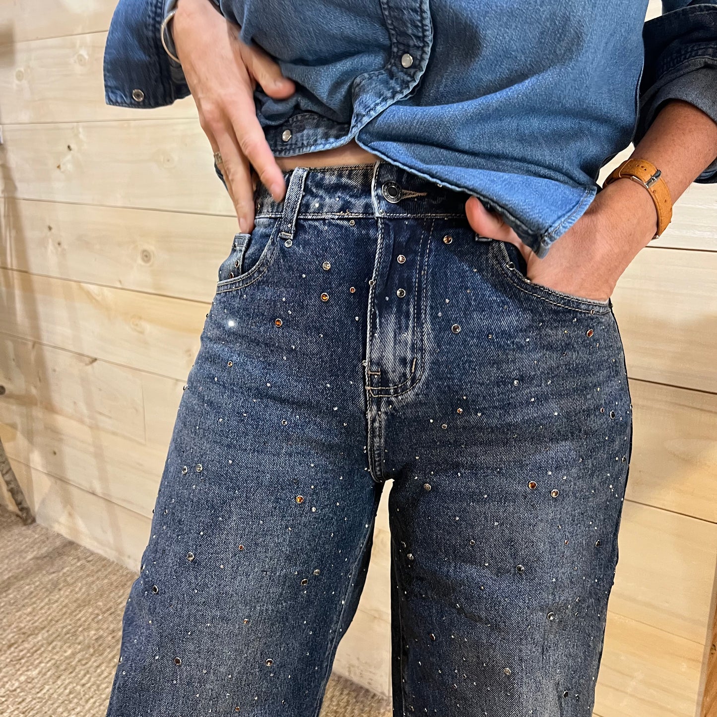 Denim bleu qui brille
