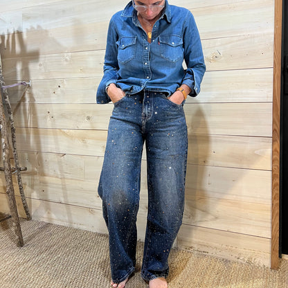 Denim bleu qui brille