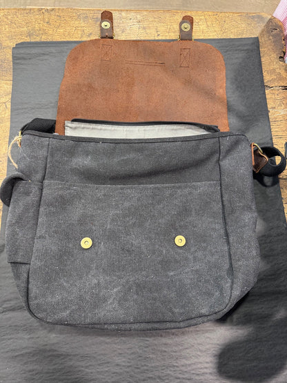 Sac besace tissu et cuir