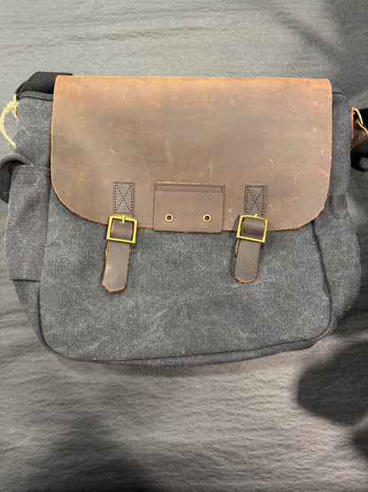 Sac besace tissu et cuir