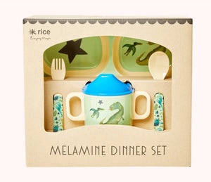Maison Bonheur Melamine Baby Dinner Set - Dinosaure