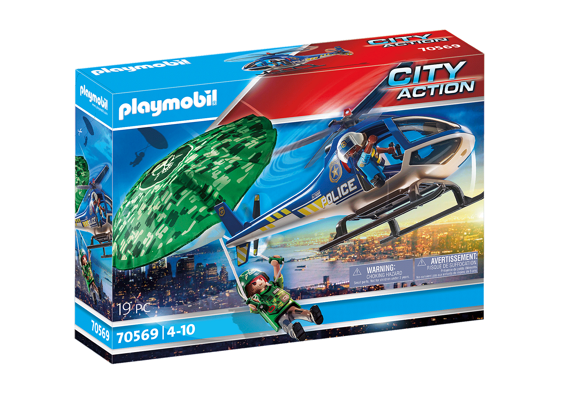 Playmobil - Hélicoptère de Police et Parachute - 70569